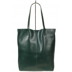 На фото 3 - Кожаная сумка шоппер, цвет зелёный