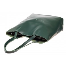 На фото 4 - Кожаная сумка шоппер, цвет зелёный