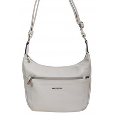 На фото 2 - Классическая женская сумка из фактурной экокожи, цвет светло-серый