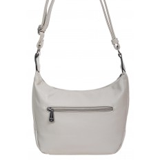 На фото 3 - Классическая женская сумка из фактурной экокожи, цвет светло-серый