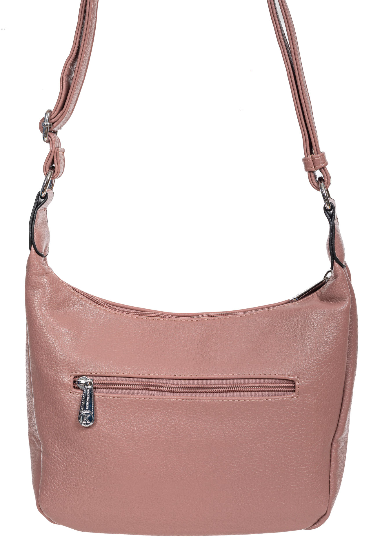 На фото 3 - Классическая женская сумка из фактурной экокожи, цвет пыльная роза