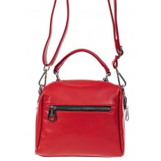 На фото 3 - Стёганая женская сумка из экокожи с круглой косметичкой, цвет красный