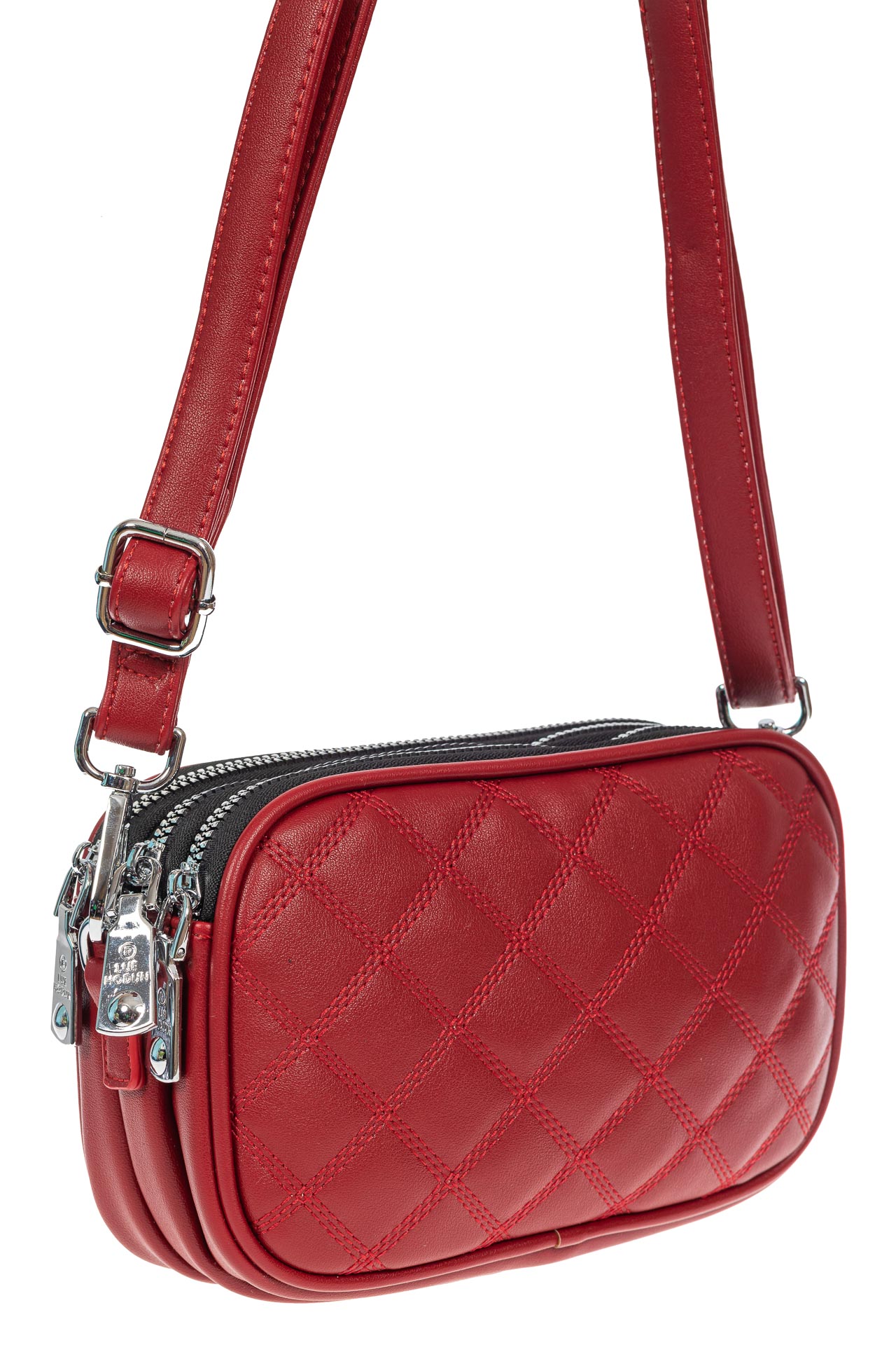На фото 1 - Женская стёганая сумочка из экокожи, цвет красный