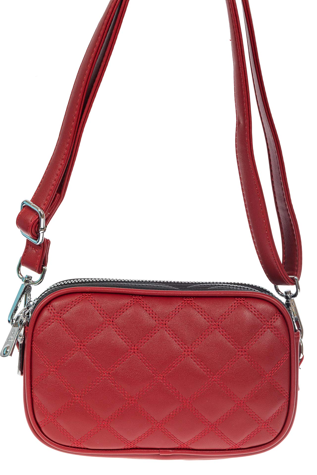 На фото 2 - Женская стёганая сумочка из экокожи, цвет красный