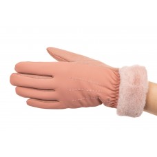На фото 1 - Комбинированные перчатки женские на холода, цвет розовый