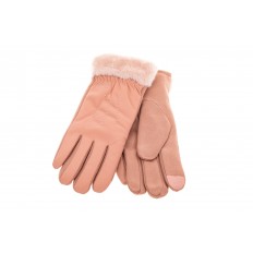 На фото 2 - Комбинированные перчатки женские на холода, цвет розовый