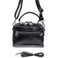 На фото 3 - Женская сумка кросс-боди из искусственной кожи, цвет чёрный с серым и молочным