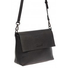 На фото 1 - Женская сумка-мессенджер из кожи, цвет чёрный
