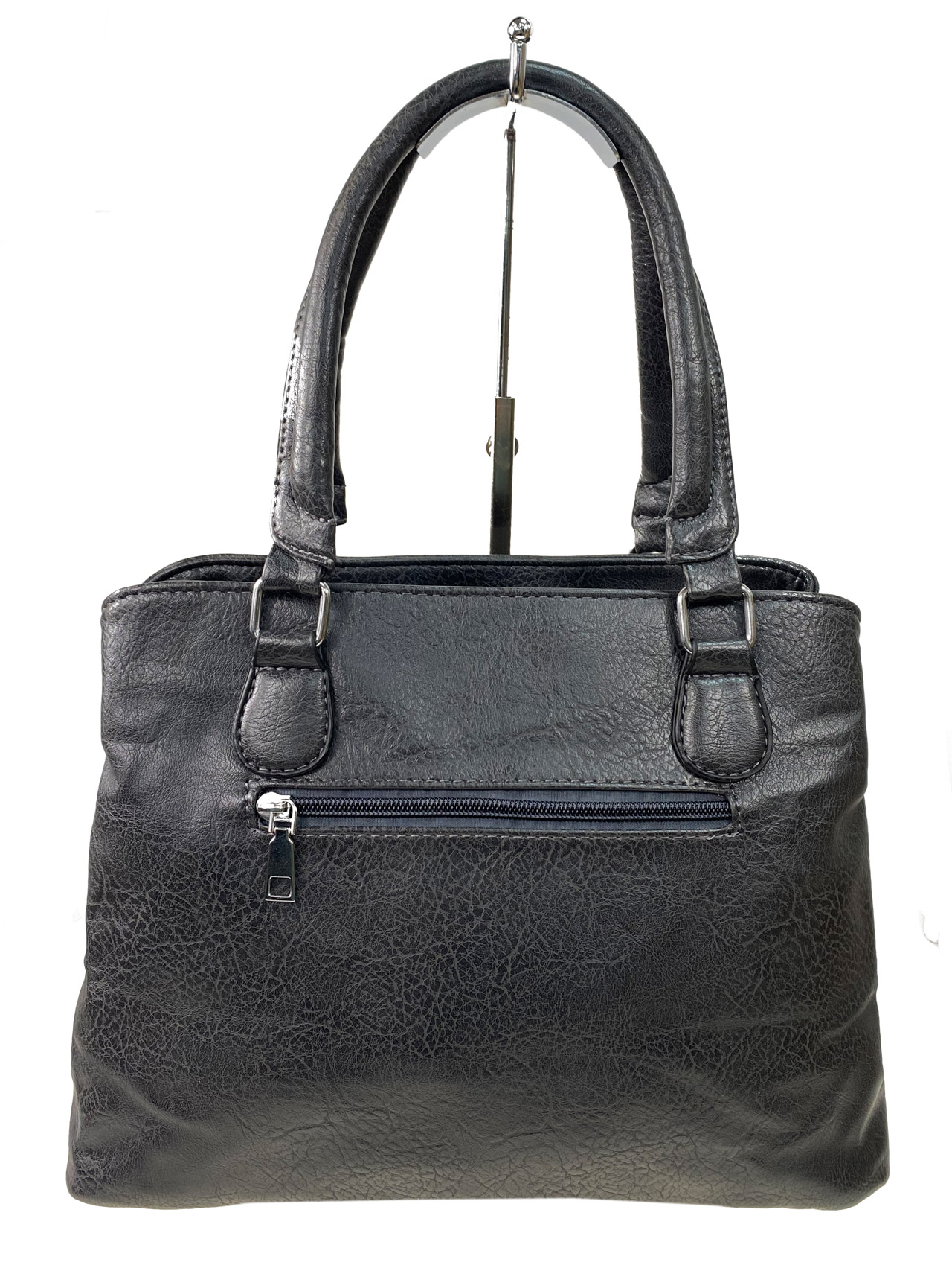На фото 2 - Женская сумка из искусственной кожи, цвет темно-серый