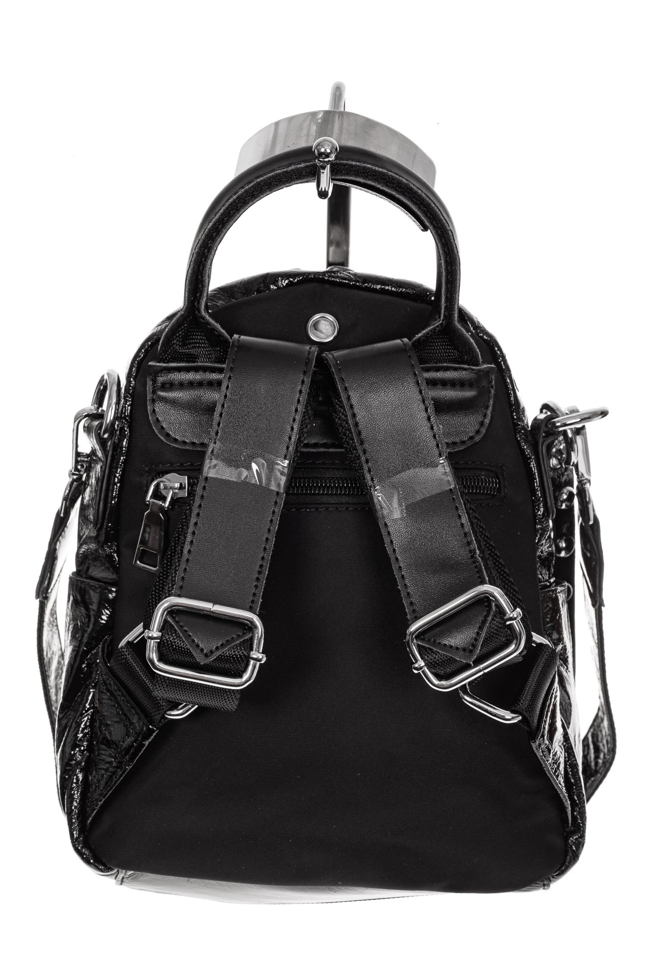 На фото 2 - Мини-рюкзак из искусственной кожи, цвет черный