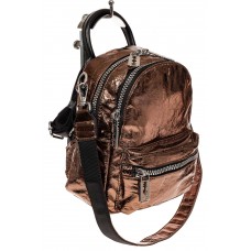 На фото 1 - Мини-рюкзак из искусственной кожи, цвет бронза
