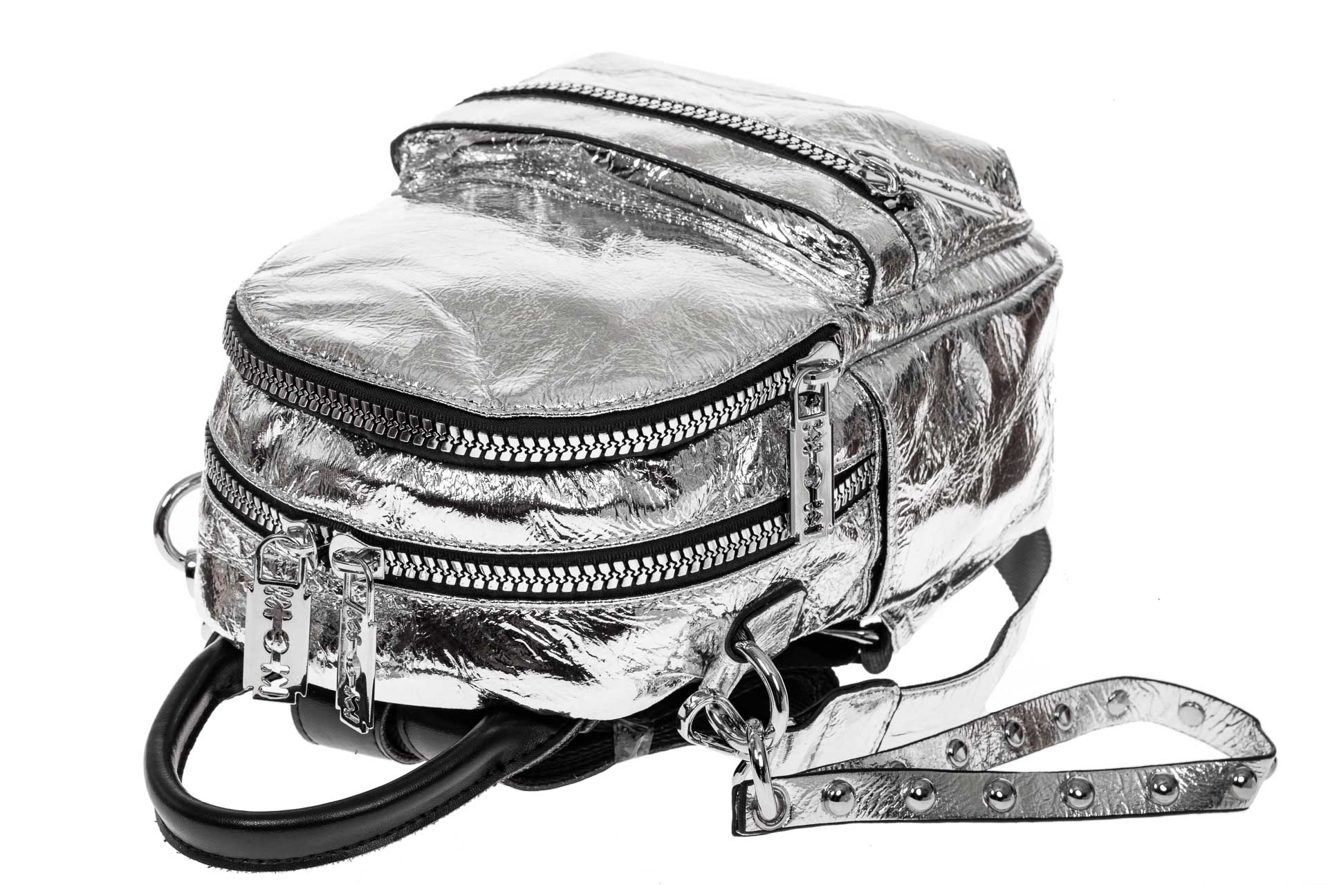 На фото 3 - Мини-рюкзак из искусственной кожи, цвет серебро