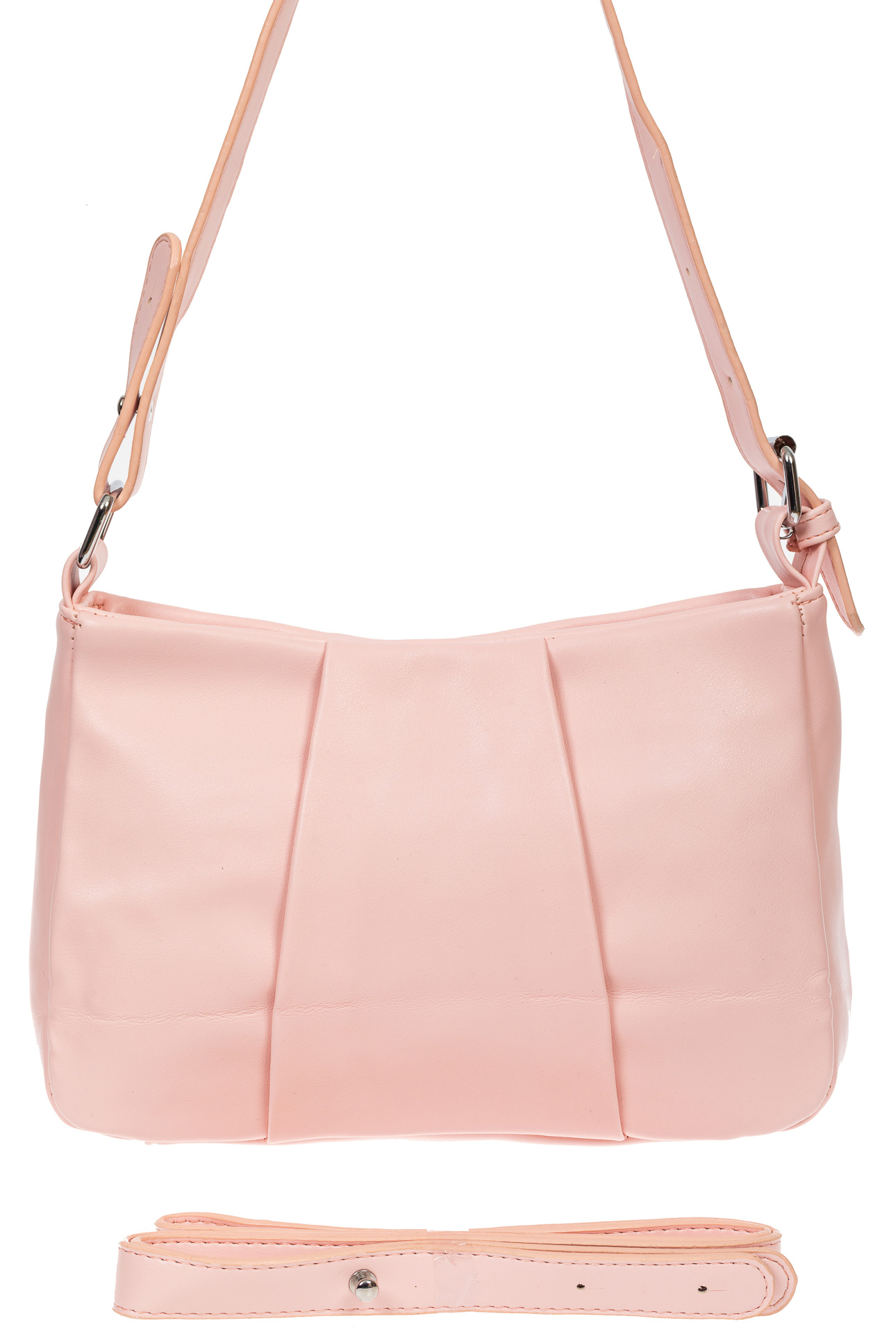 На фото 3 - Летняя женская сумка из мягкой искусственной кожи, цвет розовый