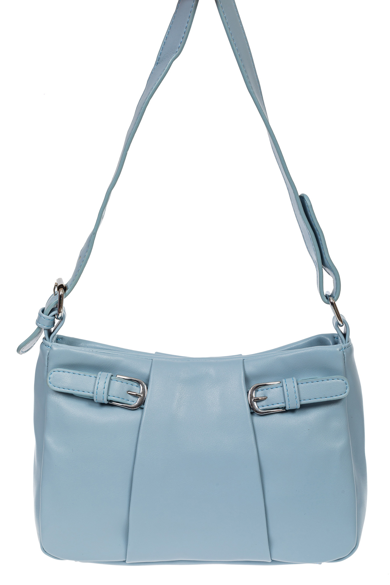 На фото 2 - Летняя женская сумка из мягкой искусственной кожи, цвет светло-голубой