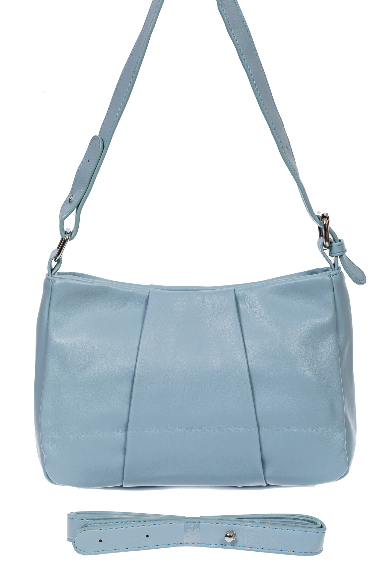 На фото 3 - Летняя женская сумка из мягкой искусственной кожи, цвет светло-голубой