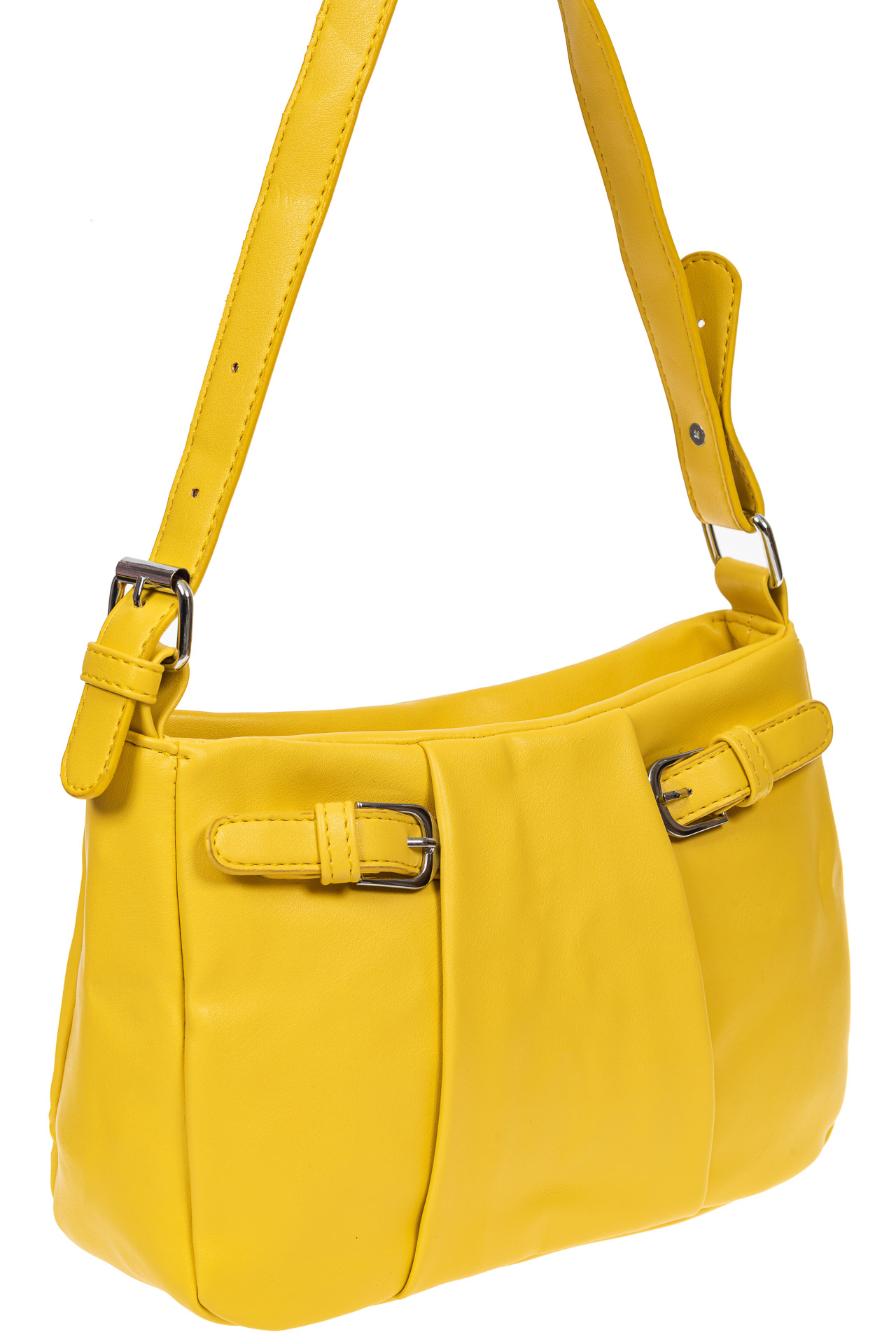 На фото 1 - Летняя женская сумка из мягкой искусственной кожи, цвет жёлтый