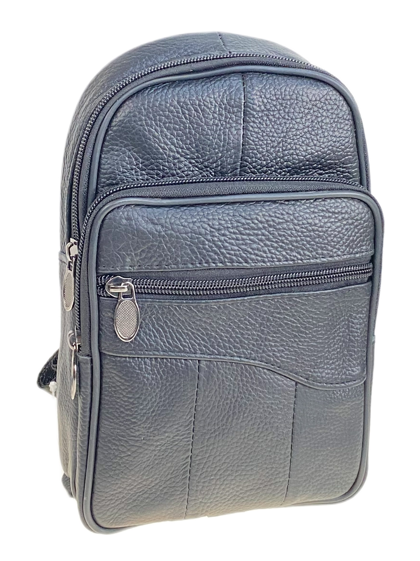 На фото 1 - Сумка мужская через плечо из натуральной кожи, цвет черный