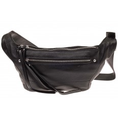 На фото 2 - Поясная женская сумка из натуральной кожи, цвет черный