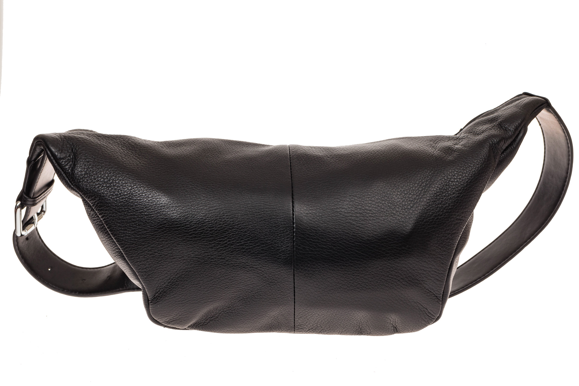 На фото 3 - Поясная женская сумка из натуральной кожи, цвет черный