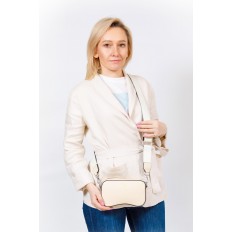 На фото 5 - Женская наплечная сумка из кожи, цвет серо-голубой
