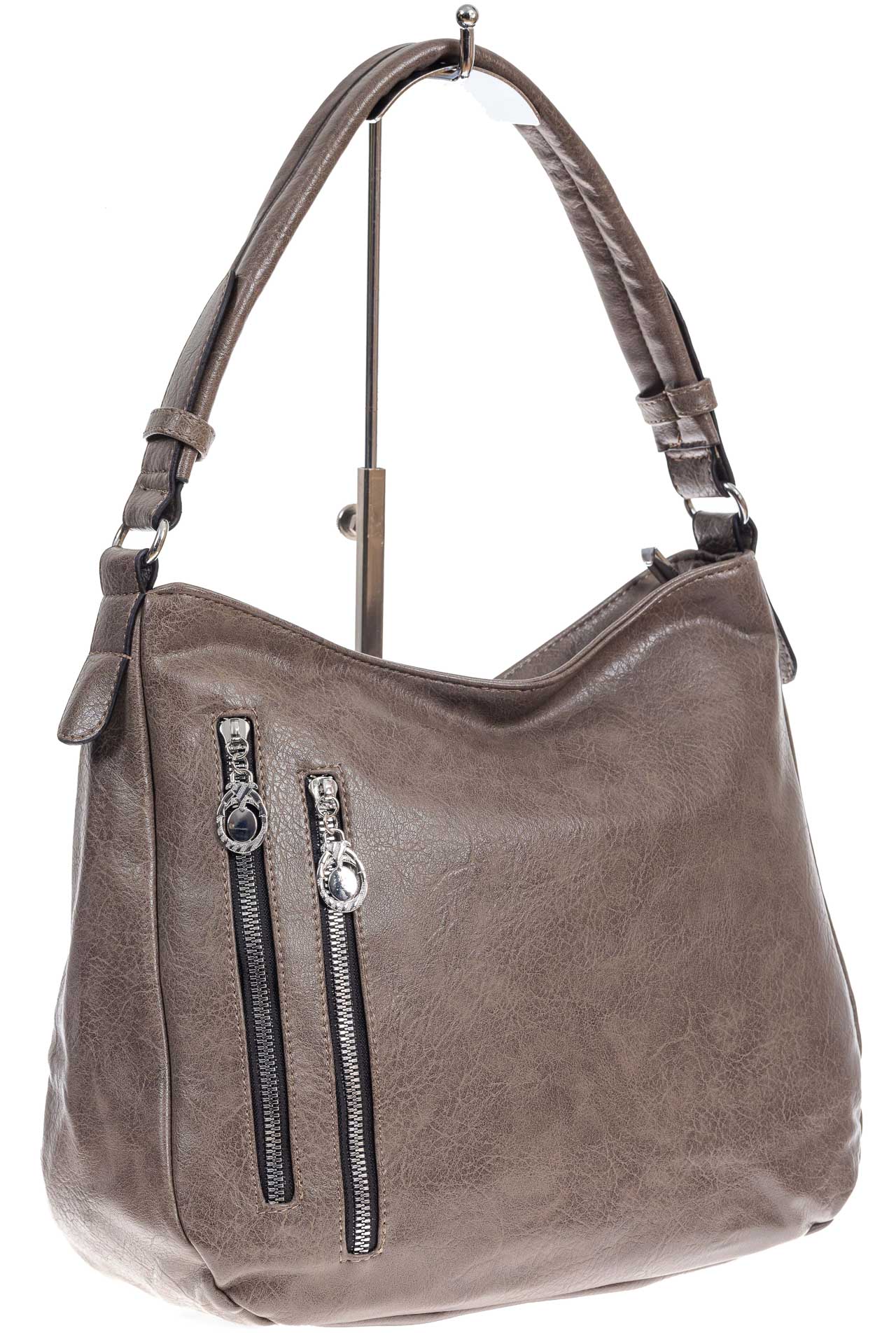 На фото 3 - Женская сумка хобо из искусственной кожи, цвет бежевый