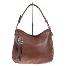 На фото 2 - Женская сумка хобо из искусственной кожи, цвет коричневый