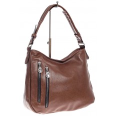 На фото 3 - Женская сумка хобо из искусственной кожи, цвет коричневый