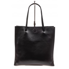 На фото 2 - Женская сумка-мешок из натуральной кожи, цвет черный
