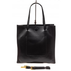 На фото 3 - Женская сумка-мешок из натуральной кожи, цвет черный