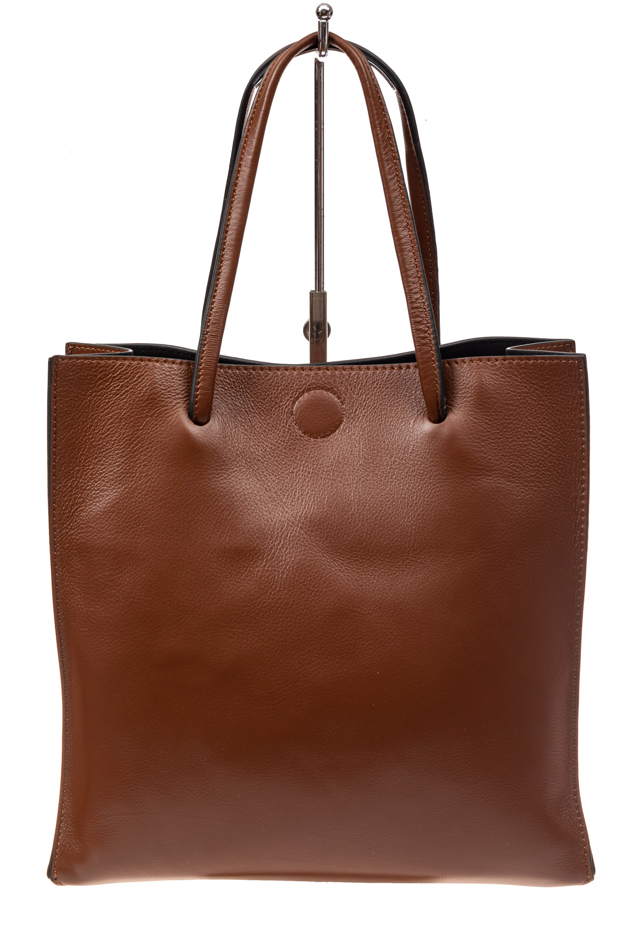 На фото 2 - Женская сумка-мешок из натуральной кожи, цвет рыжий