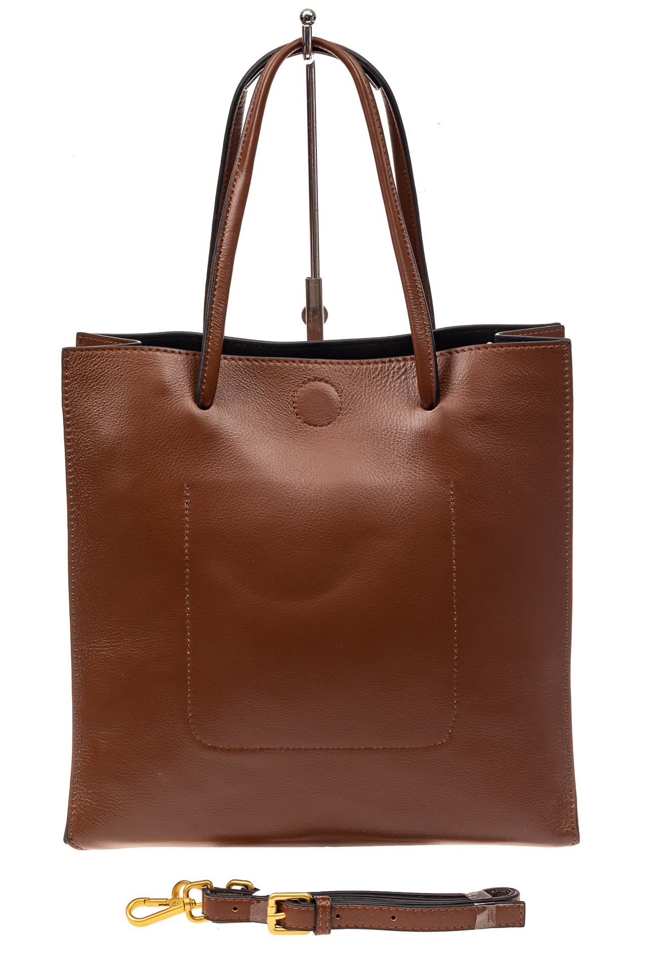 На фото 3 - Женская сумка-мешок из натуральной кожи, цвет рыжий