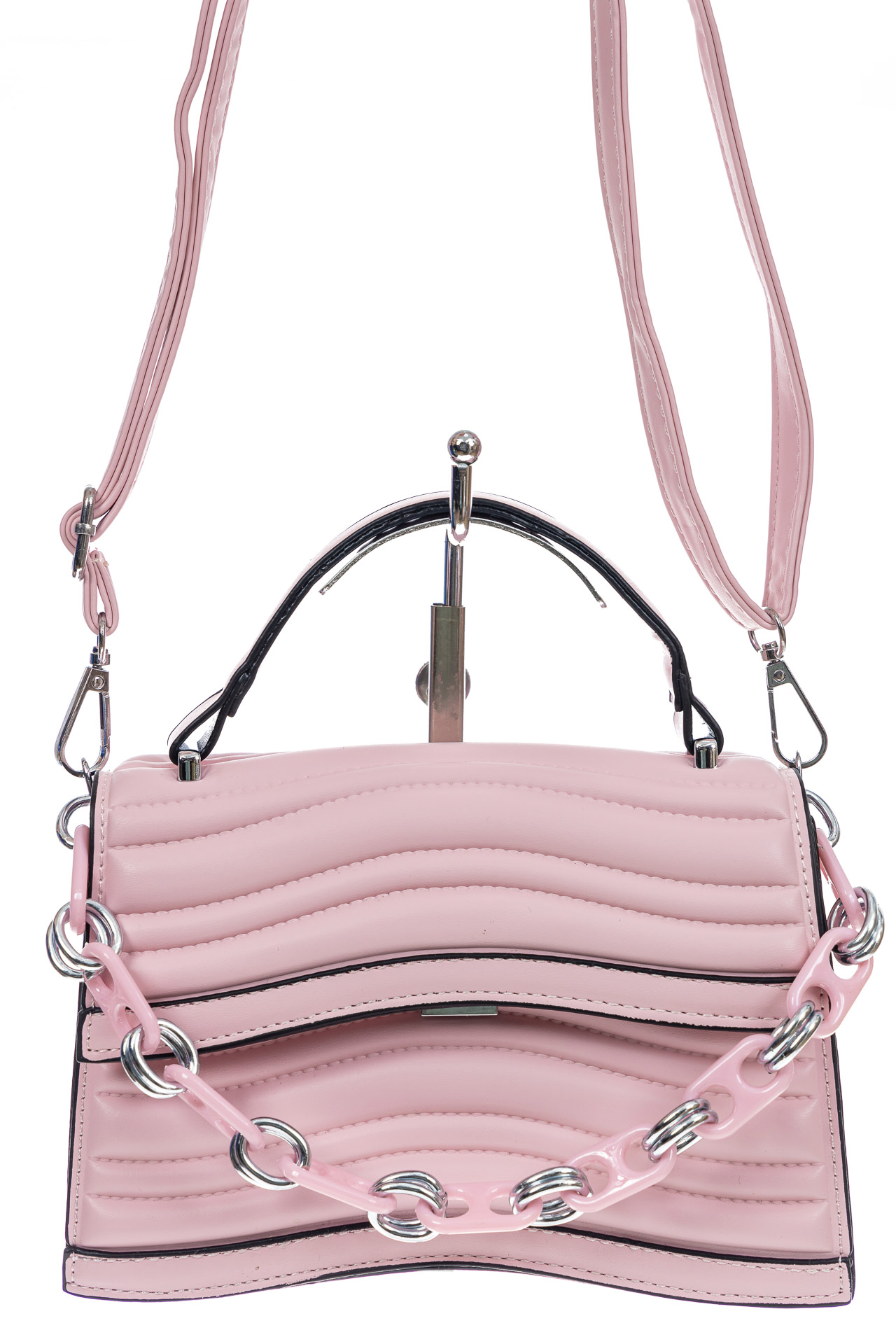 На фото 2 - Женская сумка кросс-боди из искусственной кожи, цвет розовый