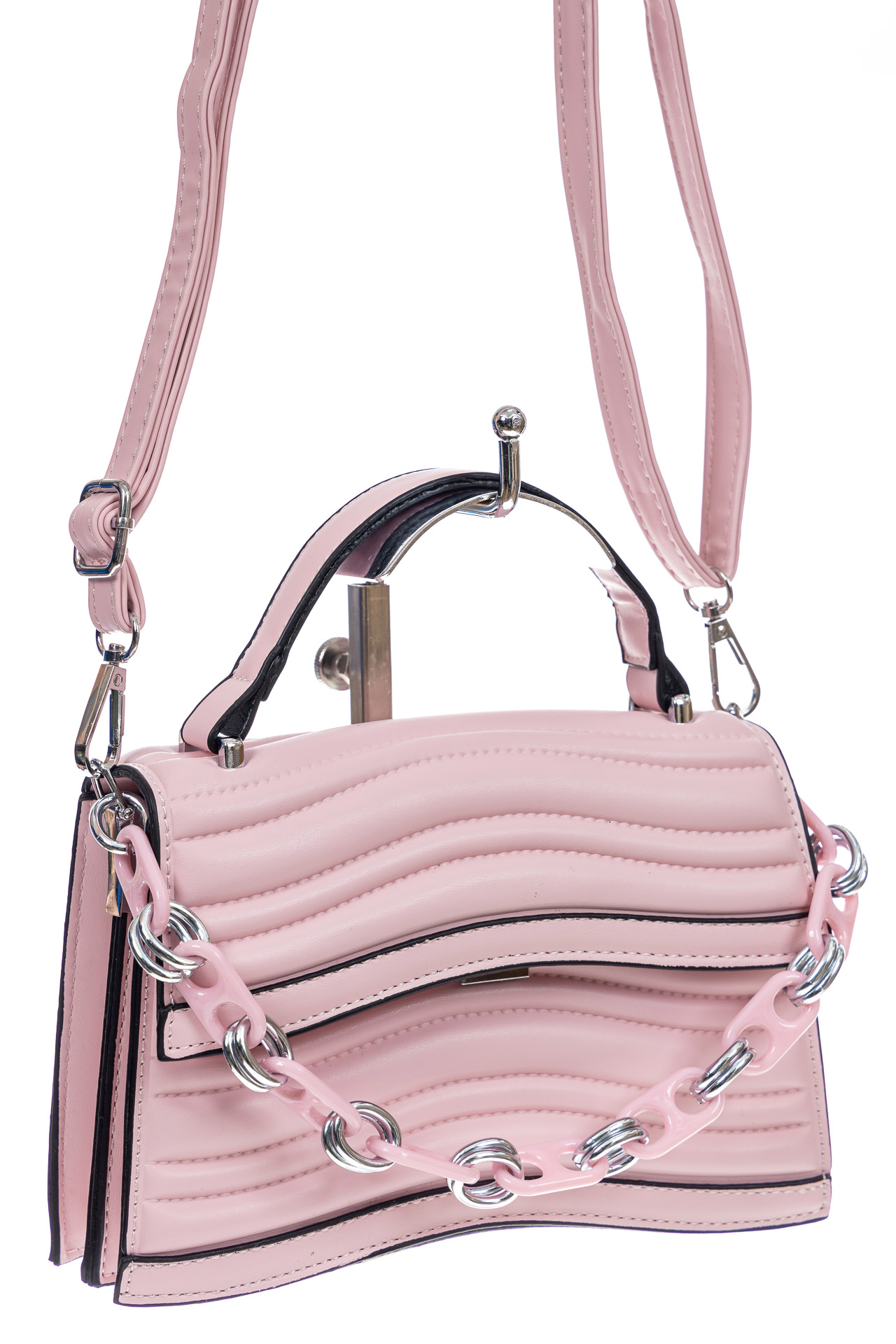 На фото 3 - Женская сумка кросс-боди из искусственной кожи, цвет розовый