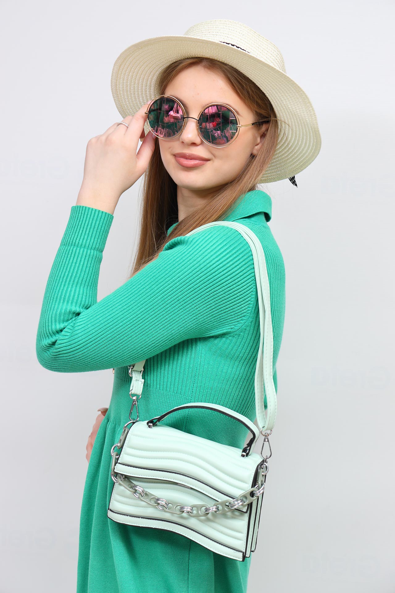 Женская сумка кросс-боди из искусственной кожи, цвет светло зеленый