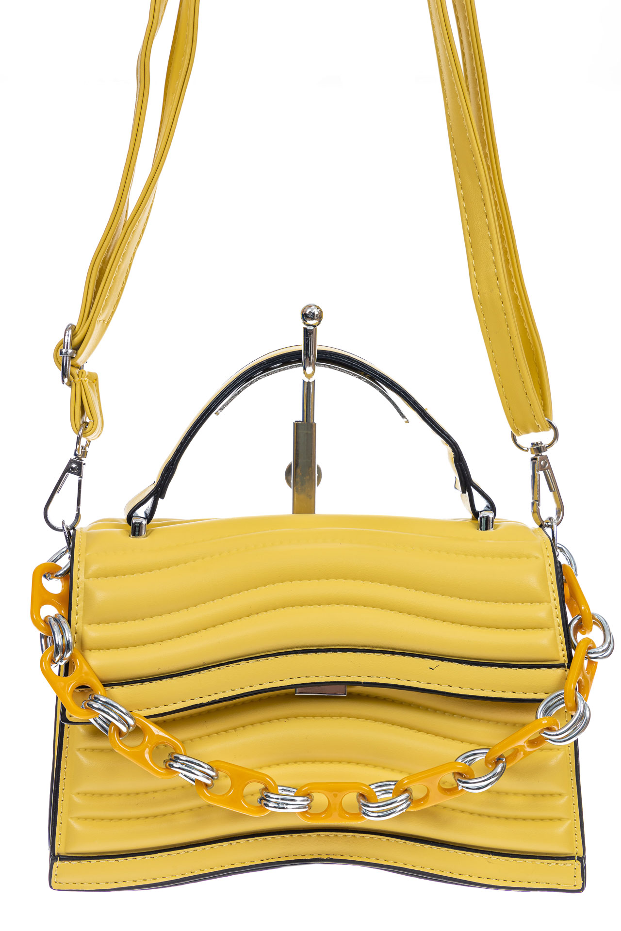 На фото 2 - Женская сумка кросс-боди из искусственной кожи, цвет желтый