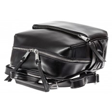 На фото 4 - Женский рюкзак трансформер из натуральной кожи, цвет черный