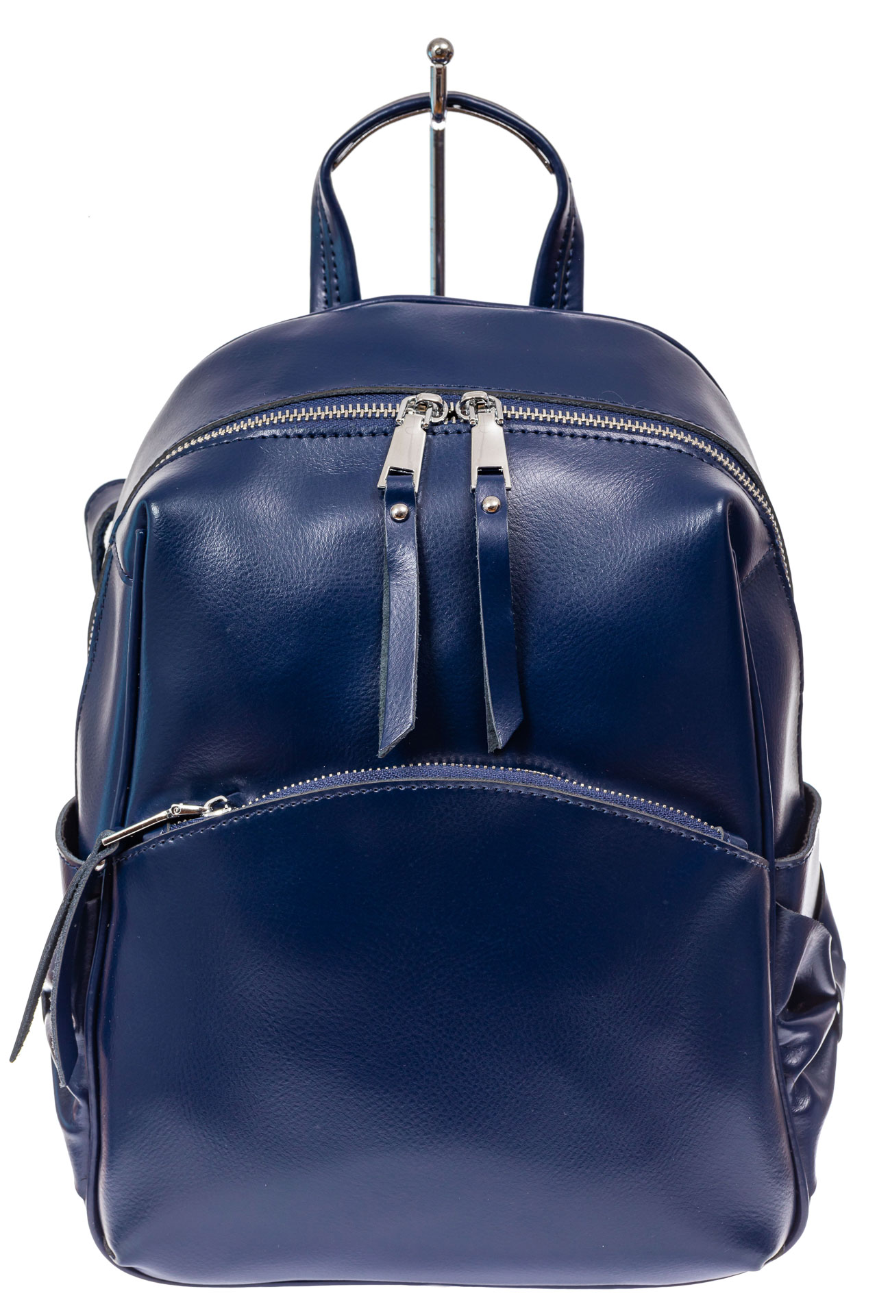 На фото 2 - Женский рюкзак трансформер из натуральной кожи, цвет синий