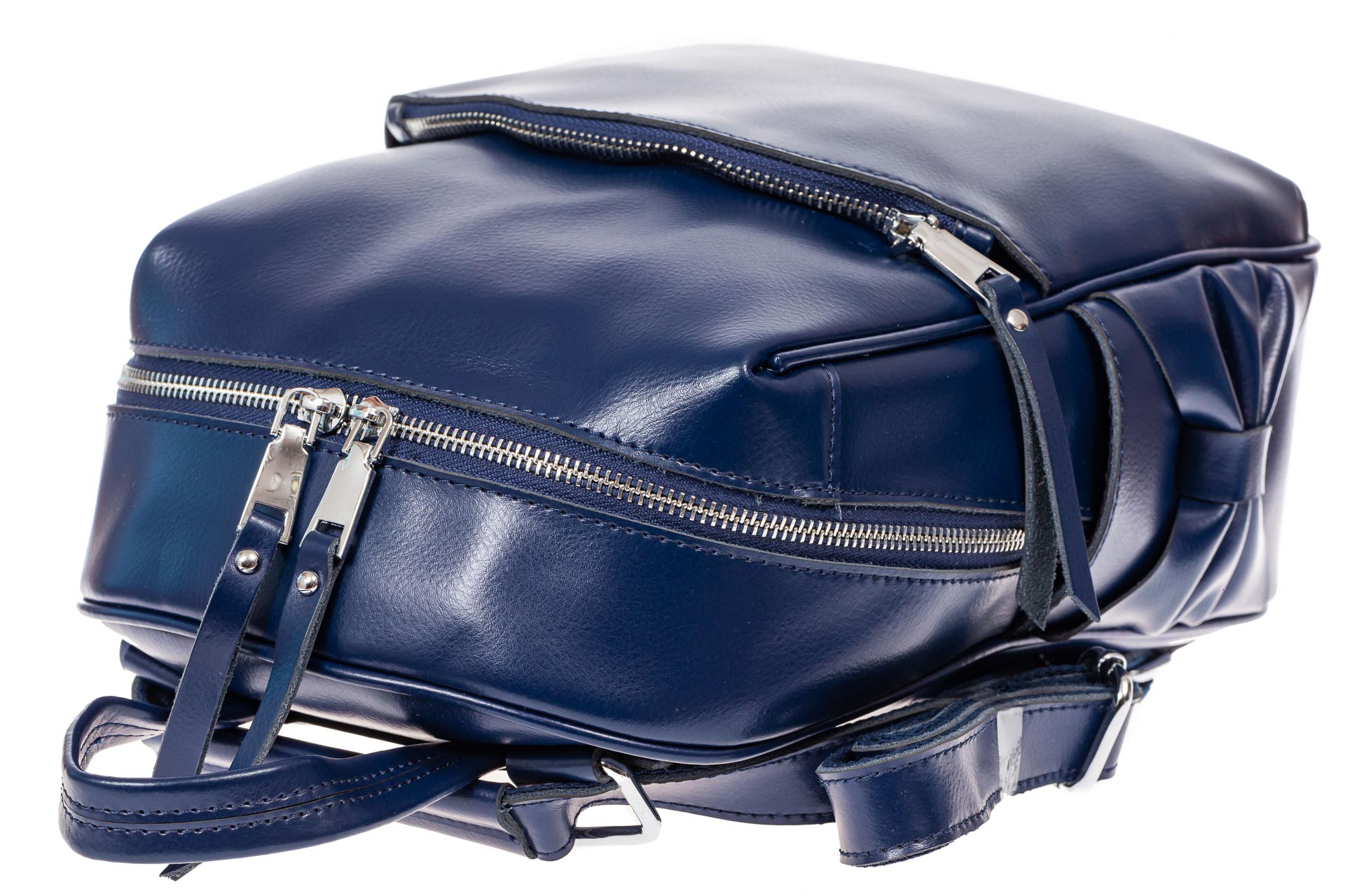 На фото 4 - Женский рюкзак трансформер из натуральной кожи, цвет синий