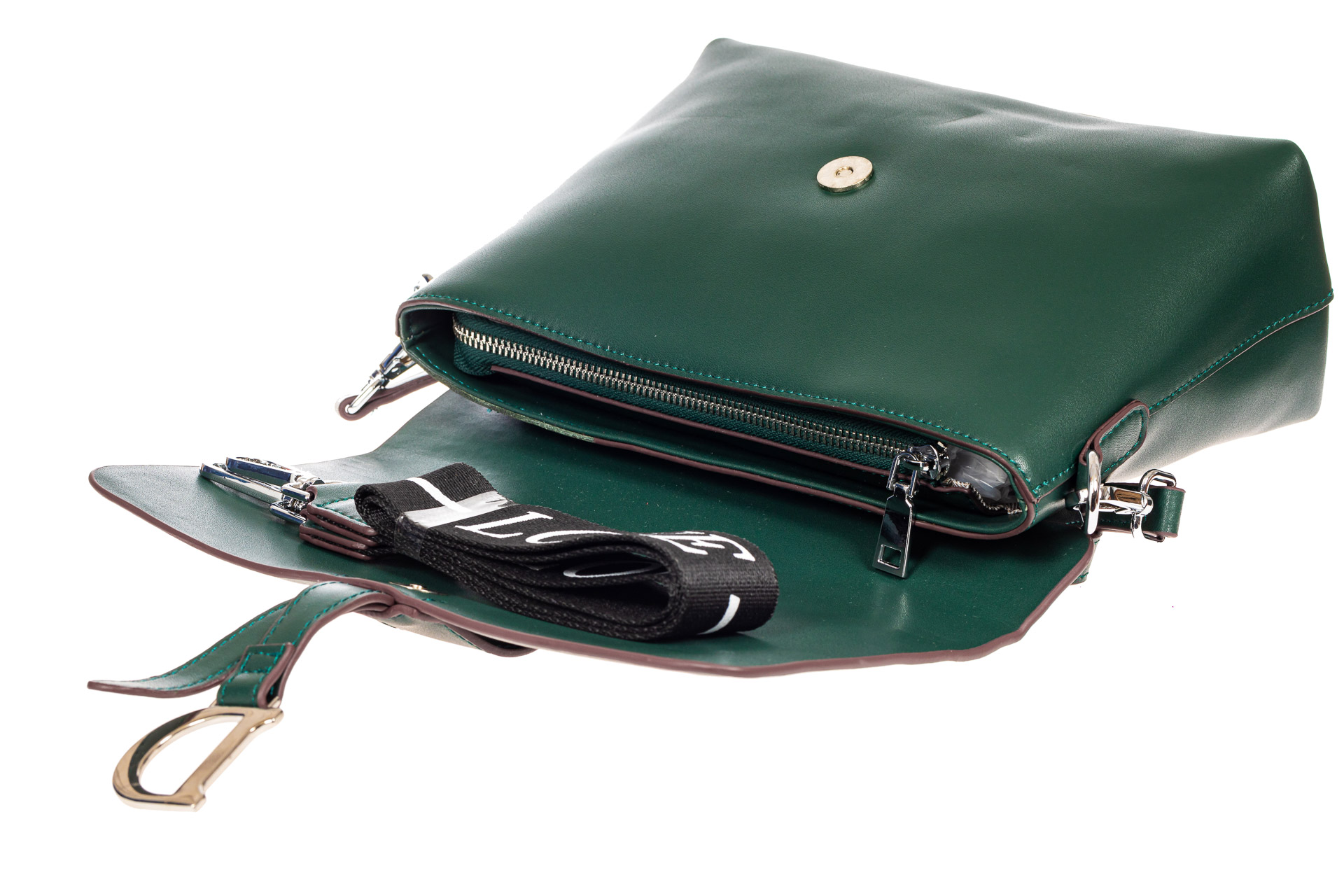 На фото 4 - Женская сумка из натуральной кожи, цвет зеленый