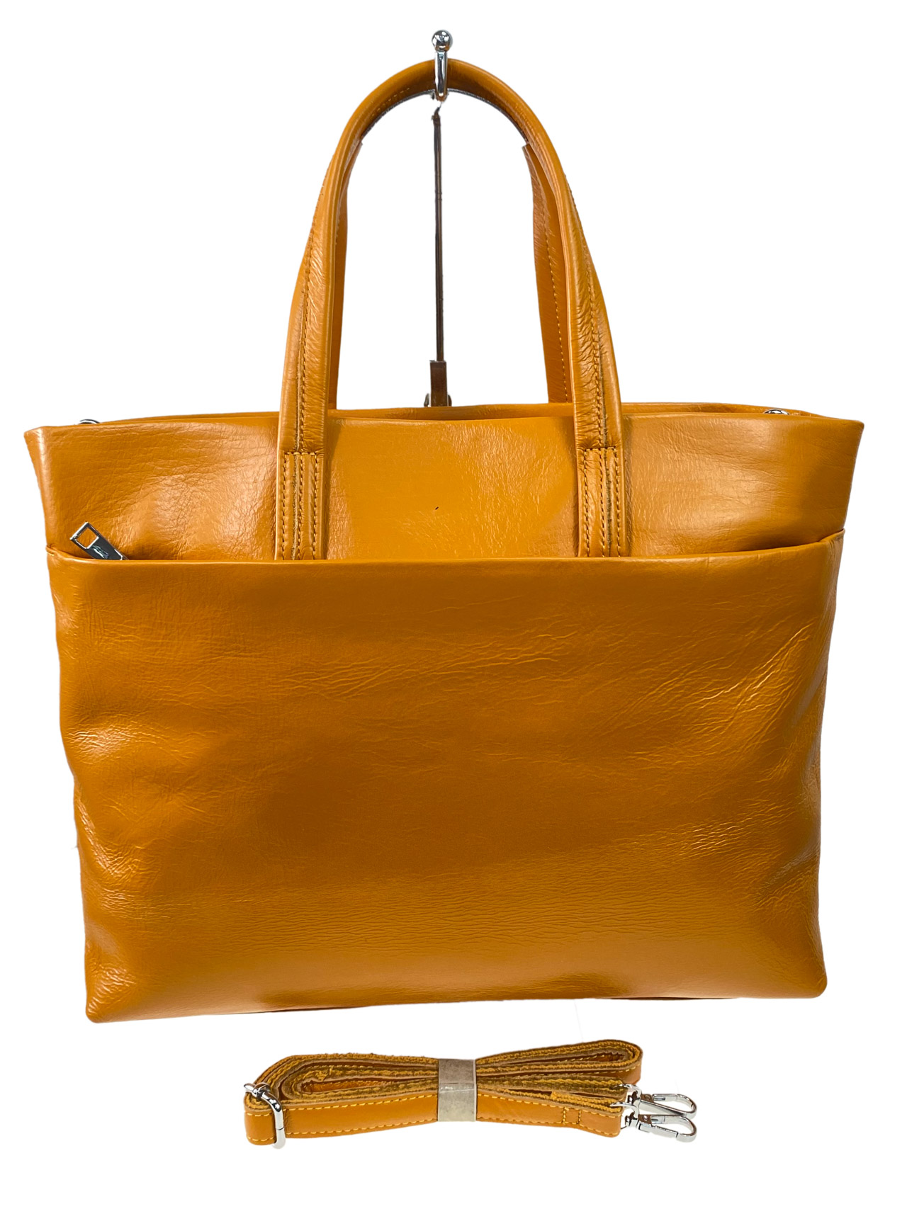 На фото 2 - Женская сумка из натуральной кожи, цвет желтый