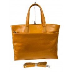 На фото 2 - Женская сумка из натуральной кожи, цвет желтый