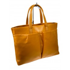 На фото 3 - Женская сумка из натуральной кожи, цвет желтый
