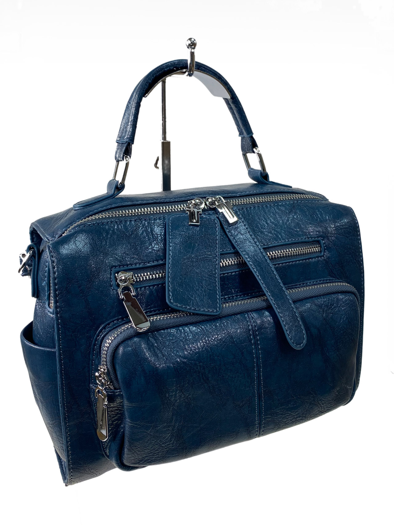 На фото 1 - Женская сумка из искусственной кожи, цвет  синий