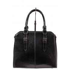 На фото 2 - Каркасная женская сумка из натуральной кожи, цвет чёрный