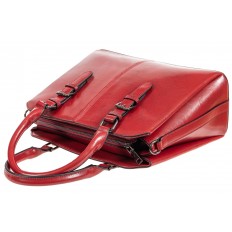 На фото 4 - Каркасная женская сумка из натуральной кожи, цвет красный