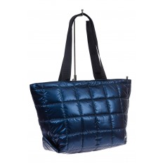 На фото 3 - Женская сумка-шоппер из водооталкивающей ткани, цвет синий металлик