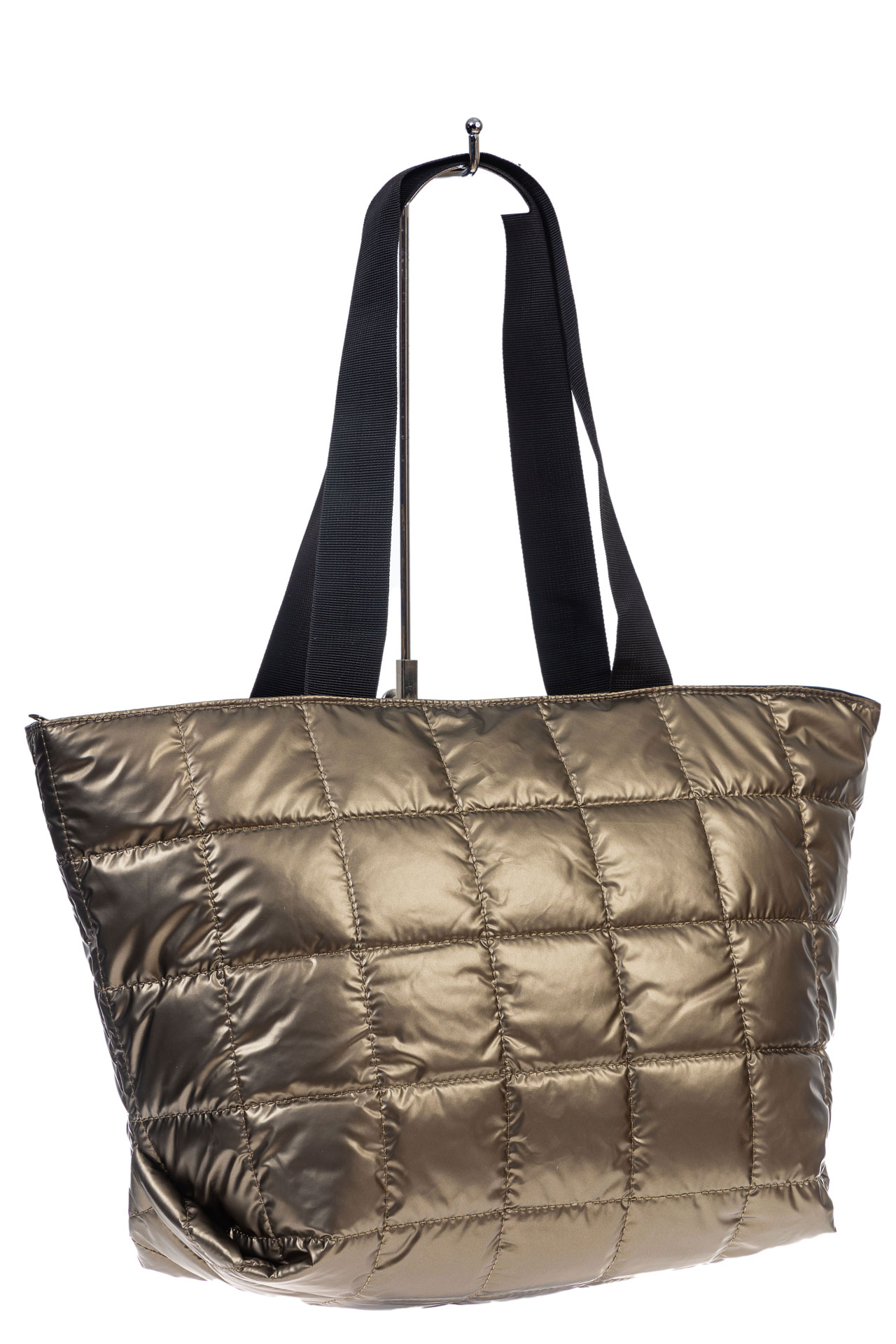 На фото 3 - Женская сумка-шоппер из водооталкивающей ткани, цвет золото