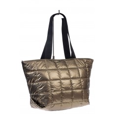 На фото 3 - Женская сумка-шоппер из водооталкивающей ткани, цвет золото
