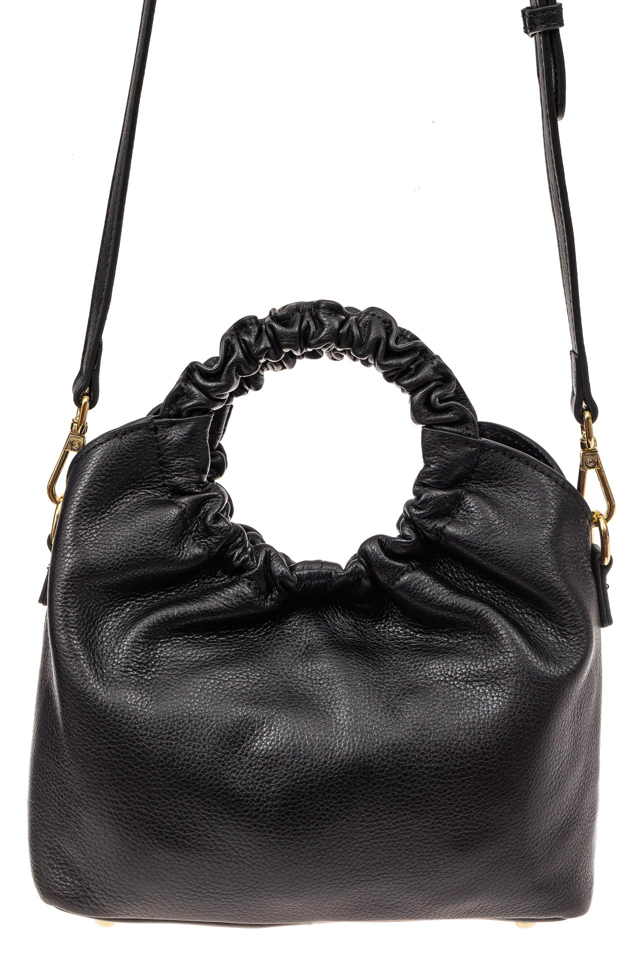 На фото 2 - Сумка женская ring-bag из натуральной кожи, цвет черный