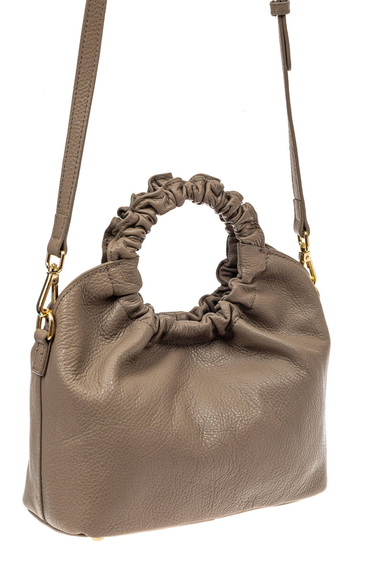 На фото 1 - Сумка женская ring-bag из натуральной кожи, цвет серый